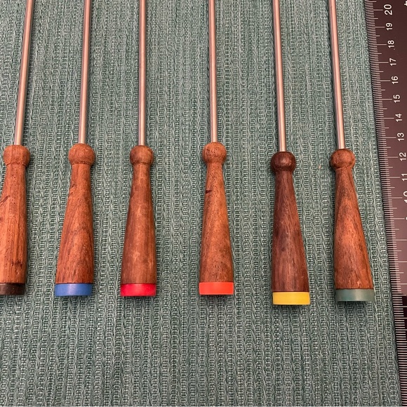 MCM Teak Fondue Skewers - 6 total - Picture 2 of 3